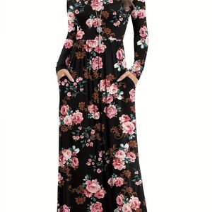 Chic Floral Black Maxi Dress